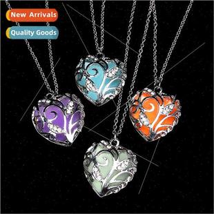 New luminous out hollowed dark glow heart the necklace