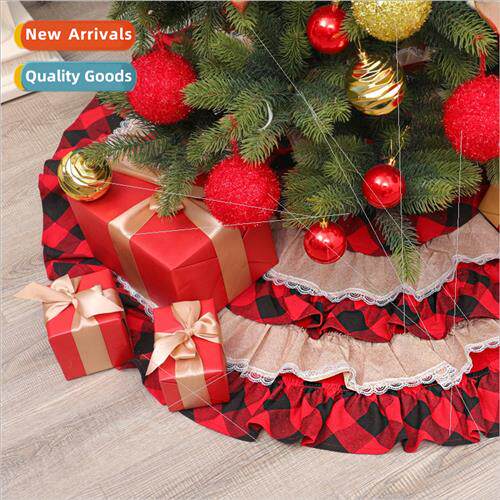 new Christmas e group linen black red plaid lace cake e skir