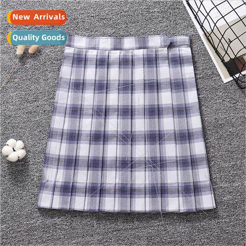 ght Blue ght Gray Check JK Spring Autumn Half-body Skirt Poc