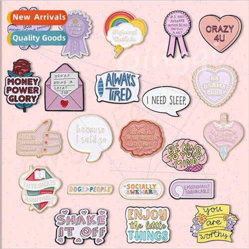 Colorful Quote Series Metal Pin Always Tired Lapel Pin Cute
