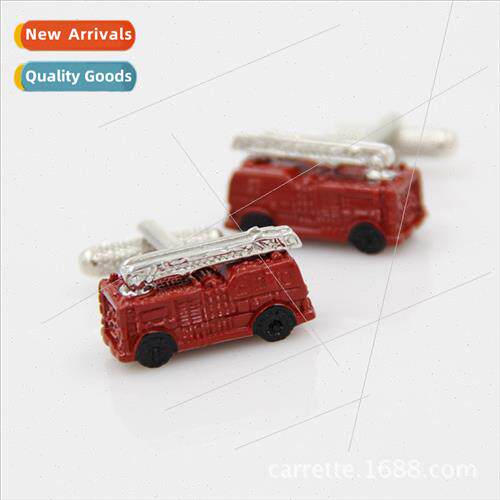 Red Baked Fire Truck Shaped Cufflinks Fun Shaped Cufflinks c