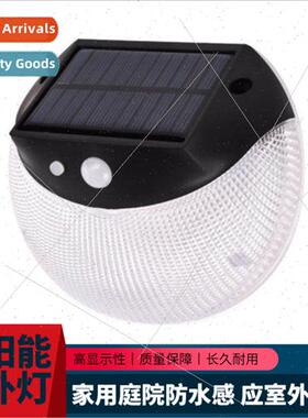 Round solar outdoor light home garden waterproof sensor wall