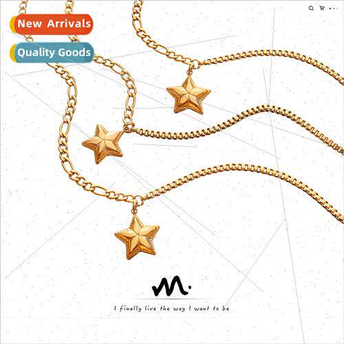 ins cold wind pentagram double chain geometric bracelet fema