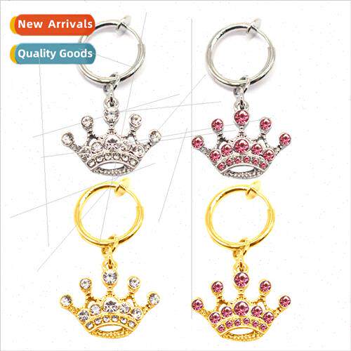 Europe Crown Belly Button Ring Ear Clip False Button Ring Du