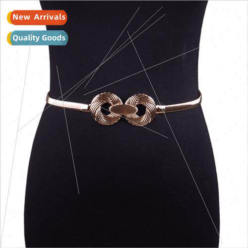 Summer new ladies belt fashion wild double ring round buckle