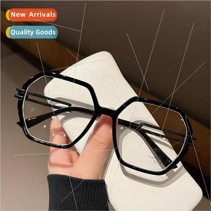 new polygonal large frame anti-blue light glasses female  ti
