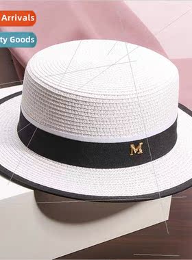 M  whe flat top straw hat female summer outing sun blocking