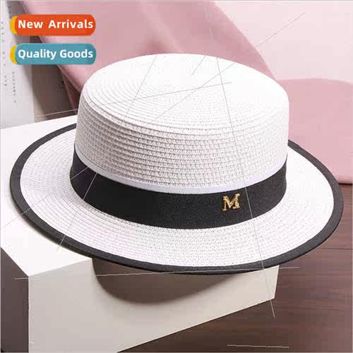 M  whe flat top straw hat female summer outing sun blocking