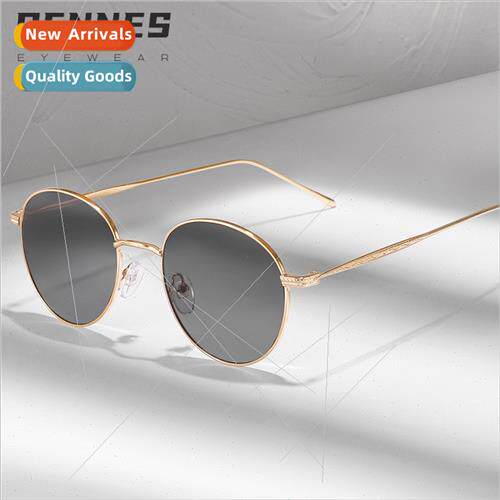 New Korea show face small round frame metal frame sunglasses