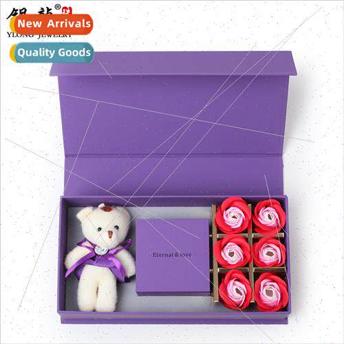 High-grade bear jewelry box necklace packaging box rose gift