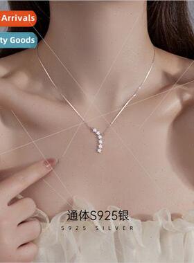 S925 silver star necklace niche 2023 new wave simple pentagr