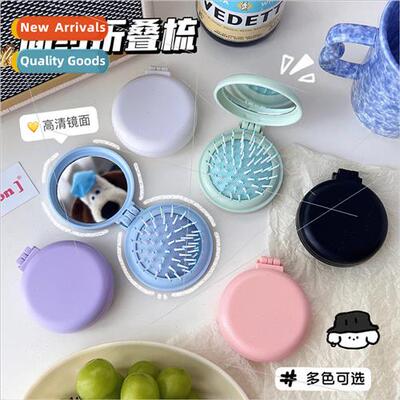 mple macaron airbag comb solid color portable mirror massage