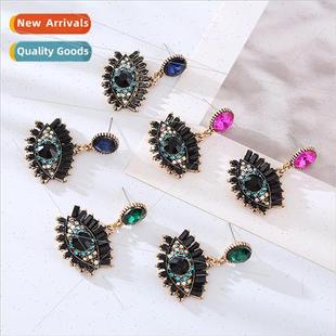 Eye Shape Stud Europe Alloy Unique Earrings Diamonds Fashion