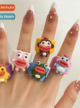 Cartoon monster monster resin ring ugly cute sausage mouth s