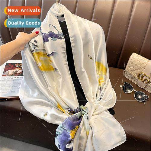 New floral splash ink wind printing fashion long silk scarf