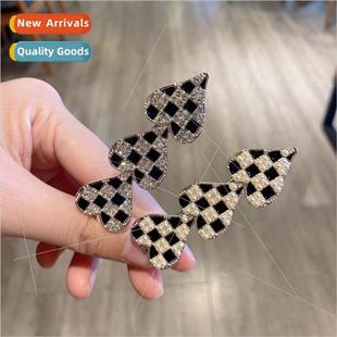 bow cli retro bangs female hairpin plaid whe black new Korea