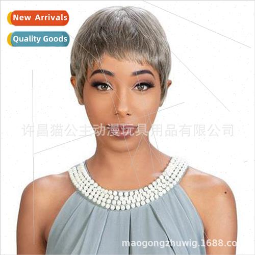 Europe fashion handsome wig female short silver gray short h
