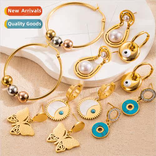 Europe fashion senior sense tanium steel diamond pearl earri