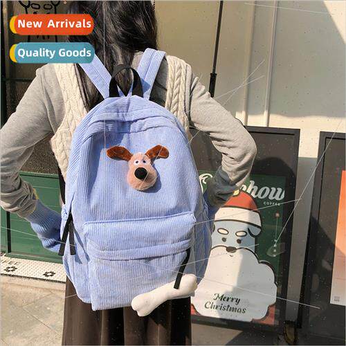 Wh puppy bone pendant cute puppy schoolbag female corduroy b