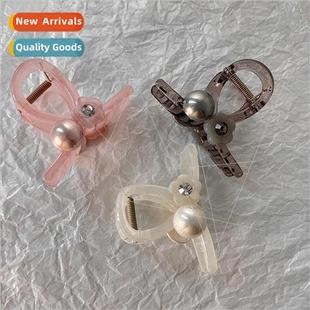 rhinestone back head Dopamine clip pearl shark gentle flower