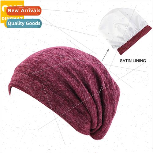 Men Women Pullover Hat Two-color ned Satin Sleeping Hat Univ
