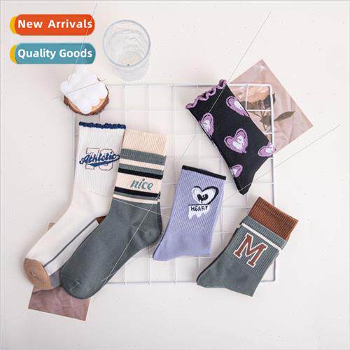 Autumn and winter new socks womens mid-calf socks wooden ear