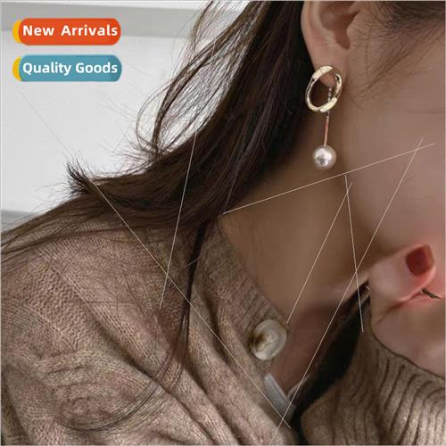 lver needle retro irregular metal pearl earrings female Kore
