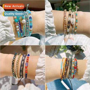 Bohemian multi-layer colorful crystal agate beaded bracelets