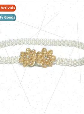 Europe Ladies Pearl Elastic Wide Waist Chain Women Hundred R