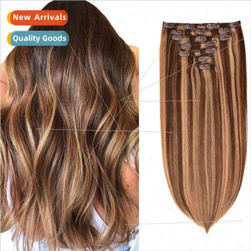 Real Hair Wigs Europe Wig Women Seven Piece Set Card Hair Re