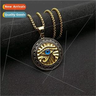 Horus Jewelry Round Egyptian Blue Eye Plated New Gold