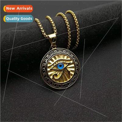 New Egyptian Eye Horus Jewelry Gold Plated Blue Eye Round Pl
