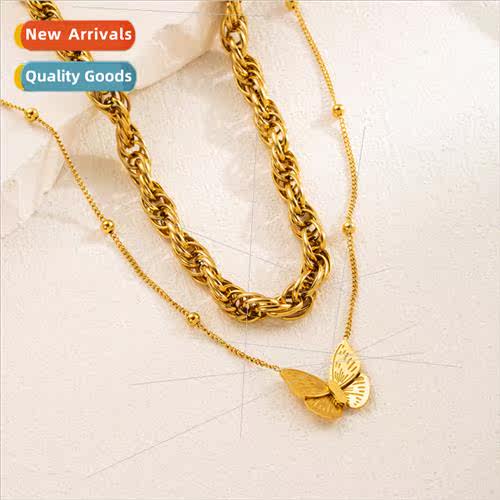 Chunky twist simple butterfly necklace female tide hip-hop w