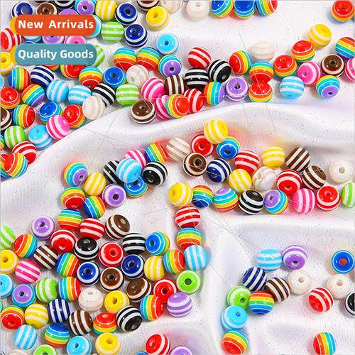 6-10mm resin flat round striped beads handmade diy do bracel
