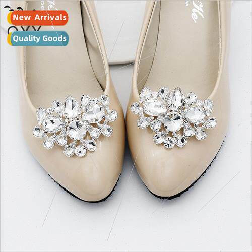 Creative  drop-shaped rhinestone shoe buckle shiny prom shoe