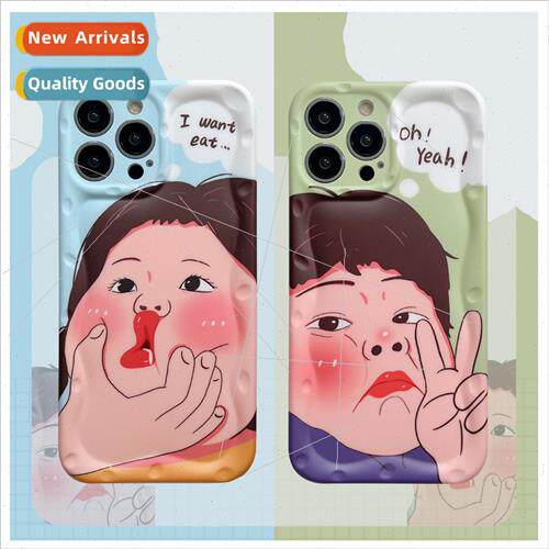 Cartoon quirky pouting girl iPhone 14 couple 12/13ProMax pho