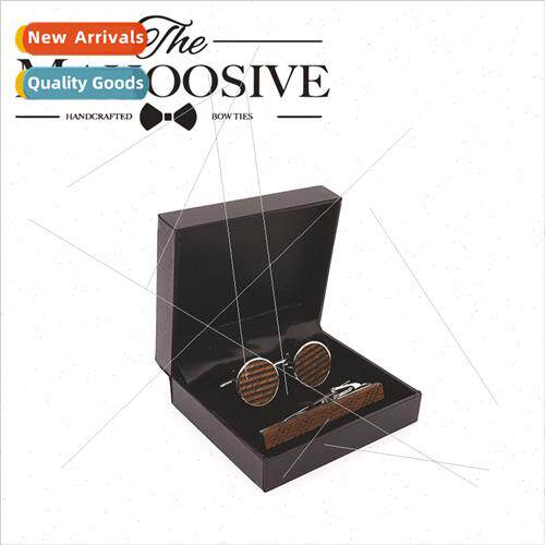 new Round cufflinks High- solid wood wooden tie clip set Fre