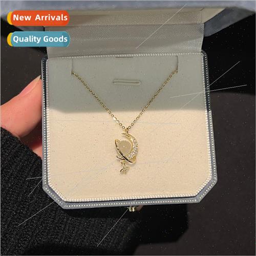 New Hotan jade necklace female niche star moon collarbone ch