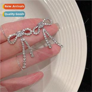 long bow stud Celebry female encrusted earrings nich diamond