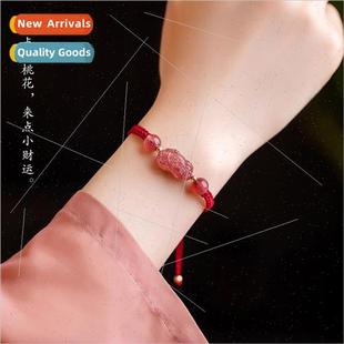 Brave Strawberry Hand Woven Rope Natural Red Crystal