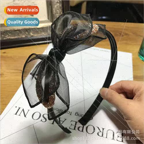 New bow hair band cute lace mesh headdress crystal fine edge