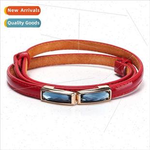buckle gemstone pair belt thin leather Patent small