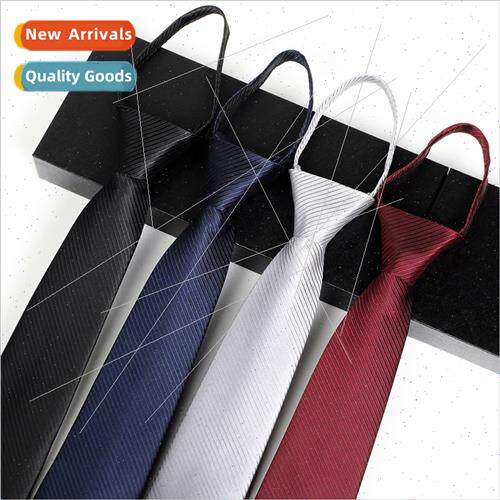 Men Zipper Necktie 8cm Business Formal Work Wedding Black St