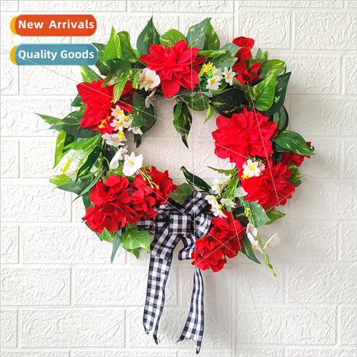 mulation wreath red geranium wreath fake flowers hydrangea f