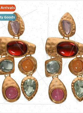 Europe official webse retro runway colorful gemstone inlaid