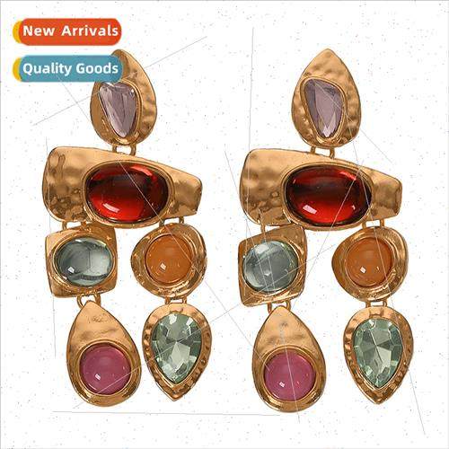 Europe official webse retro runway colorful gemstone inlaid