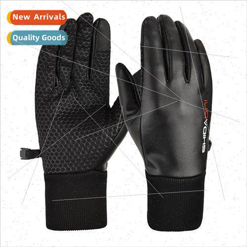 PU full-finger gloves fall winter padded warm anti-slip two