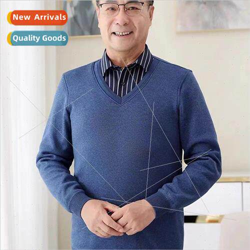 Autumn winter dads wear long-sleeved blouse padded thickened