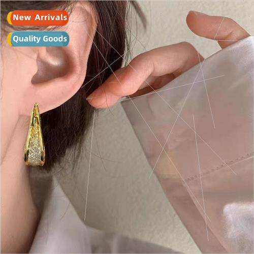 Mesh love zirconia earrings 2023 fall new fashion hundred in