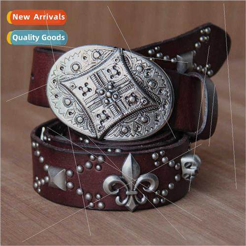 skull rivets belt men women unisex punk decorative permance